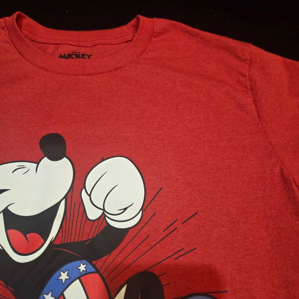 Disney Mickey Mouse Patriotic T Shirt Men's Large Red Graphic Tee